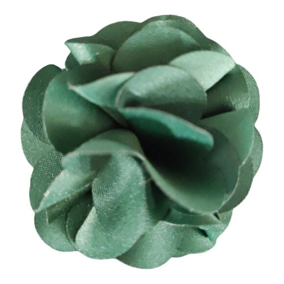 MEN'S LARGE SOLID HUNTER GREEN LAYERED LAPEL PIN FLOWER. - Picture 1 of 2